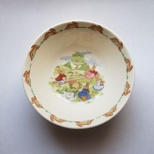 Vintage Royal Doulton Bunnykins,Bunnies Playing Soup/Cereal Bowl EUC